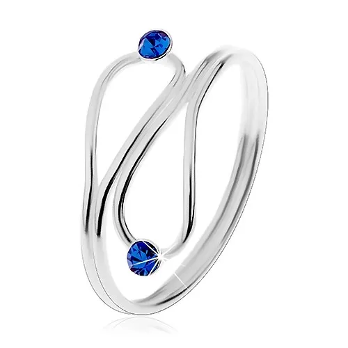 Stříbrný prsten 925 na ruku nebo nohu, tmavomodré zirkony, kontury slz