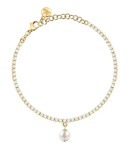 Morellato Tenisový pozlacený náramek s pravou perlou Perla SXU59