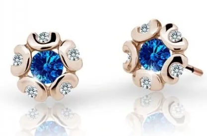 Cutie Jewellery Dětské náušnice z růžového zlata C2178-30-X-4 modrá