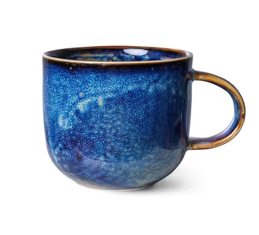 Rustikálně modrý porcelánový hrnek Chef  - 12*9*8 cm / 320 ml  HKLIVING