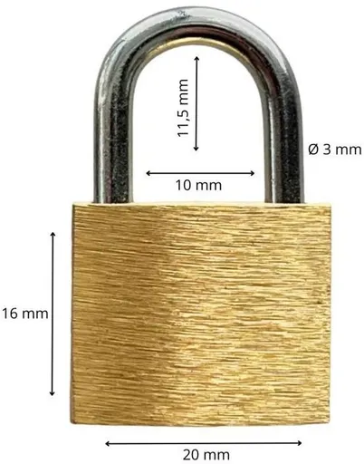 Zámek visací mosazný, 20 mm (123020)