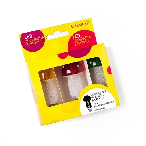 Exihand LED Blistr FILAMENT Muchomůrka barevná 3 žárovky 20V/0,2W