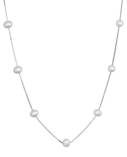 Evolution Group - Pavona Půvabný stříbrný náhrdelník s oválnými říčními perlami 22043.1