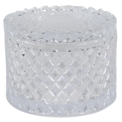 Skleněná mřížkovaná dóza s víkem - Ø 11*8 cm Clayre & Eef