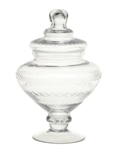 Skleněná nádoba dóza na noze s víkem Trinna - Ø 15*23 cm / 1 L Chic Antique