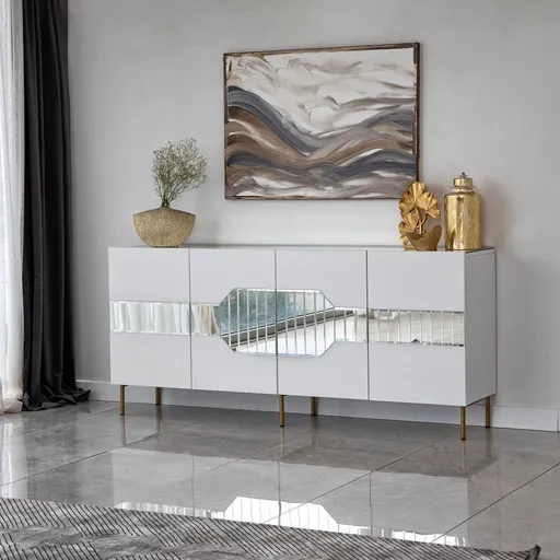 Konzolový stolek Milan - White, Gold