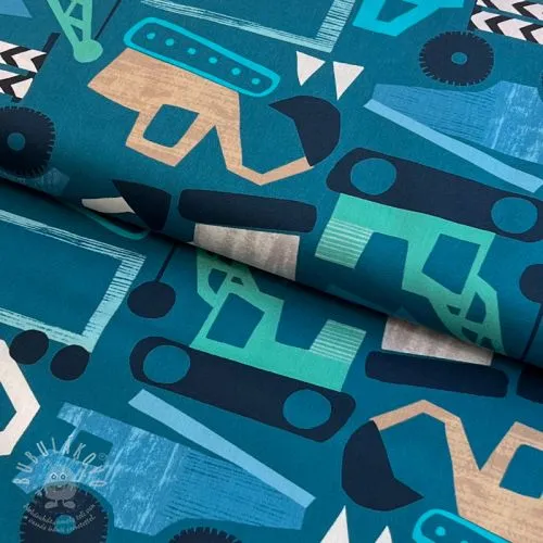 Bavlněná látka Vehicles petrol digital print