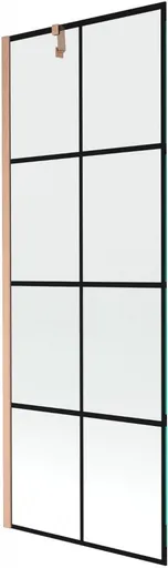 MEXEN/S Next vanová zástěna FIX 70 x 150, černá vzor, měď kartáčovaná 895-070-000-00-70-77 895-070-000-00-77-65