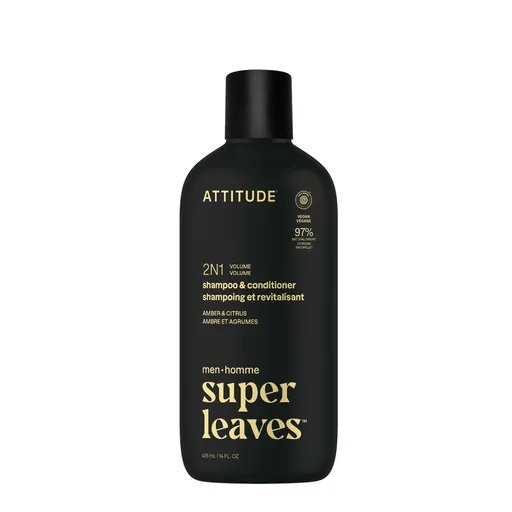 Attitude Pánský šampon a kondicionér pro objem 2v1 Super Leaves Amber & Citrus (Shampoo & Conditioner) 415 ml
