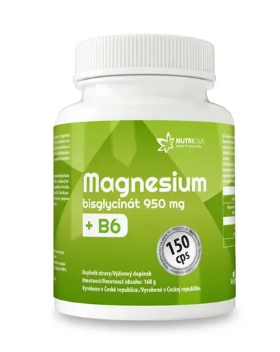 Nutricius Magnesium bisglycinát 950 mg + B6 150 kapslí