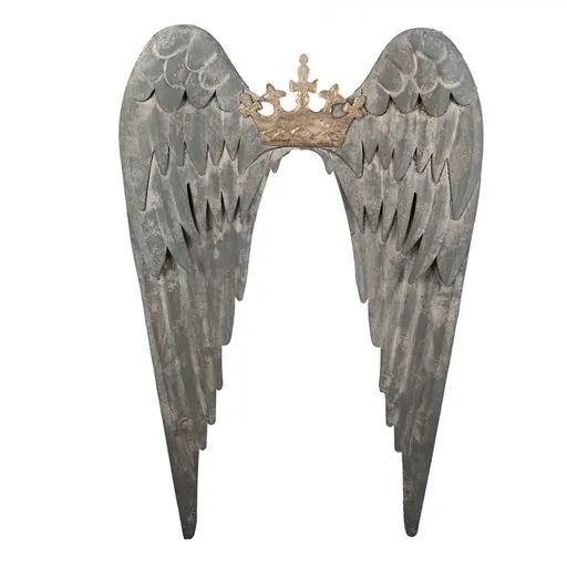 Zinková nástěnná andělská křídla s korunkou Wings Angel - 46*4*65 cm Clayre & Eef