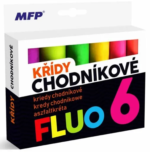 Křídy M chodníkové fluo kulaté 6 ks mix barev - krabička
