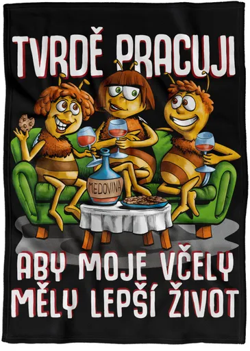 Deka Tvrdě pracuji – včely (Podšití beránkem: NE)