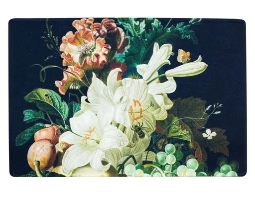 Černá rohožka s květy a ovocem Liliana  - 75*50*1cm Mars & More