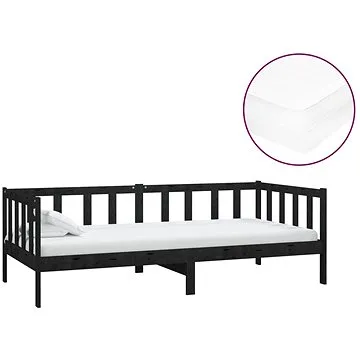 Shumee válenda s matrací 90×200 cm černá masivní borové dřevo, 3083623 (3083623)