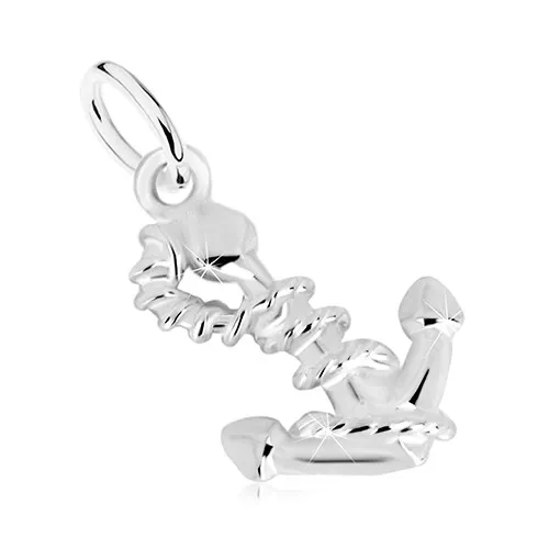 Oboustranný přívěsek ze stříbra 925 - lesklá kotva s lanem