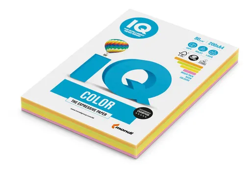 Papír xerografický IQ A4/80g mix 4x50 listů neonové barvy