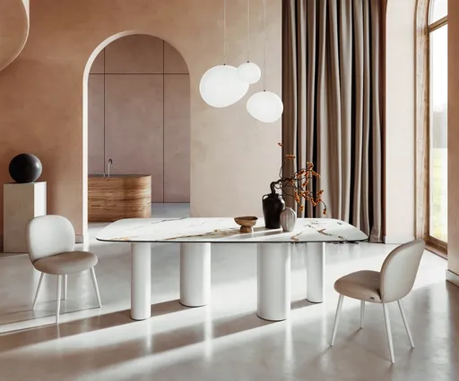 Jídelní stůl Edge Boot 240x120 Keramika Calacatta Luxe bílá