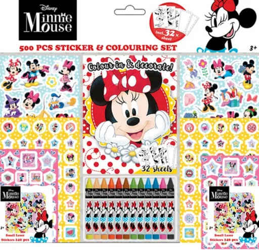 Samolepkový set s omalovánkami a voskovkami - Minnie