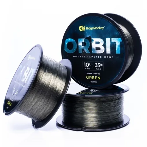 Ridgemonkey vlasec orbit double tapered mono oboustranně ujímaný vlasec zelená 3x300 m - p-průměr 0,33 mm / nosnost 6,8 kg