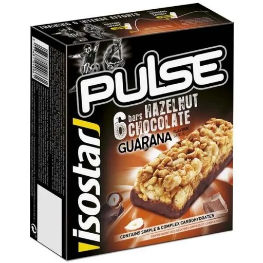 Isostar BAR PULSE 6x 23 G LÍSKOVÝ OŘECH + ČOKOLÁDA + GUARANA Energy tyčinka, , velikost 23 G