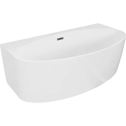 MEXEN/S Bruna volně stojící vana nástěnná 150 x 82, bílá lesk, sifon a přepad grafit kartáčovaná 52731508200-66