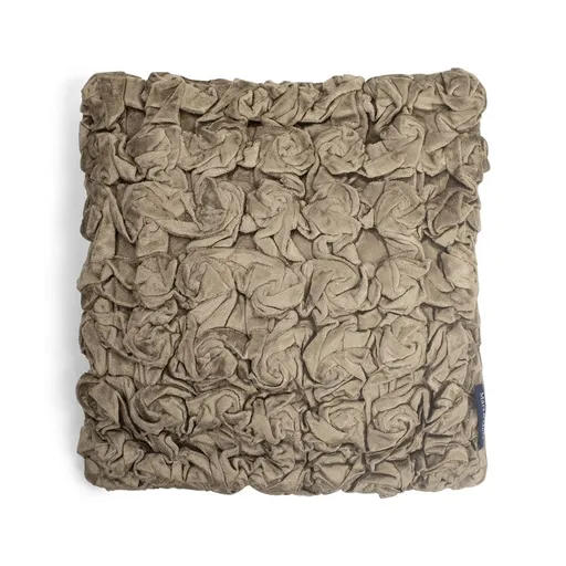 Taupe sametový nařasený polštář Smock- 30*30*10cm Mars & More