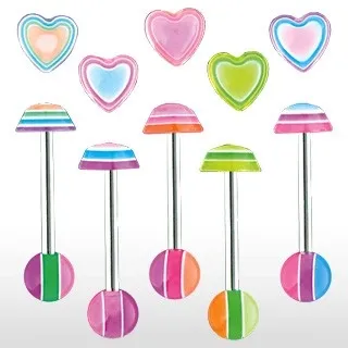 Piercing jazyka - Multicolor heart - Barva piercing: Oranžová