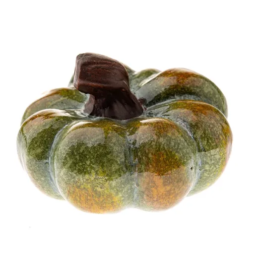 Podzimní keramická dýně, 10 x 7 cm, zelená