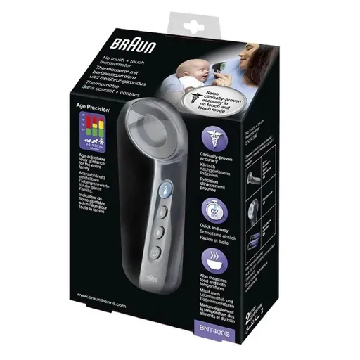 Braun BNT400B bezdotykový teploměr, extrémně citlivý senzor, technologie Age Precision, černý