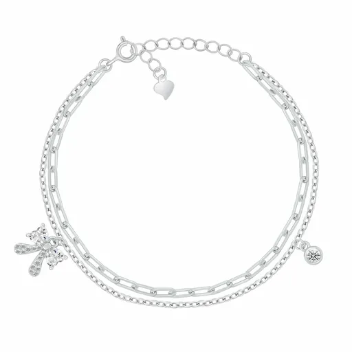 Brilio Silver Dvojitý stříbrný náramek Mašlička se zirkony BRC246W