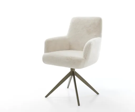 Jídelní židle Heira-Flex s područkami plyšový manšestr krémovo