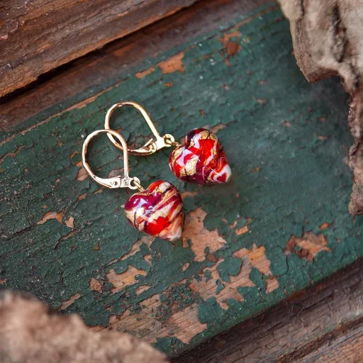 Lampglas Náušnice Cherry Heart s 24karátovým zlatem v perle Lampglas ELH52/POZ