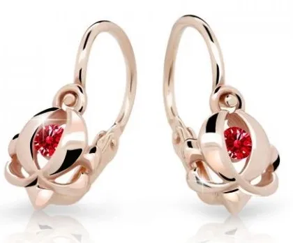 Cutie Jewellery Dětské náušnice z růžového zlata C2218-10-X-4 červená