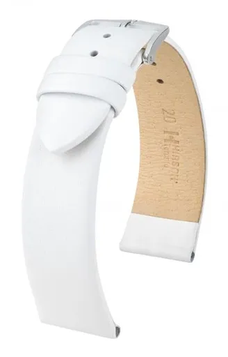 Řemínek Hirsch Toronto - bílý - 16 mm - L – Standardní délka (doporučujeme) - 14 mm - Stříbrná