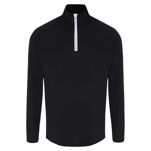 TriDri® Pánské tričko s dlouhým rukávem a 1/4 zipem - Černá / bílá | XL