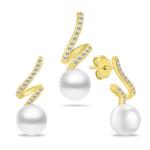 Brilio Silver Stylový set šperků se zirkony a perlami SET269Y (přívěsek, náušnice)