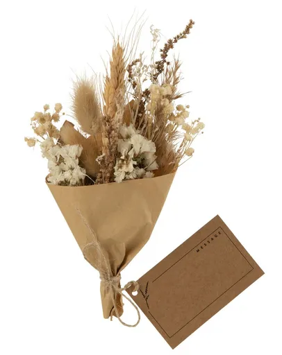 Svazek sušená dekorační květina s lístkem na zprávu - 15**2*11 cm J-Line by Jolipa