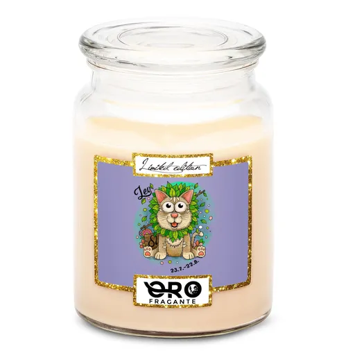 Svíčka Kočičí znamení – lev (Vůně svíčky: Vanilka)