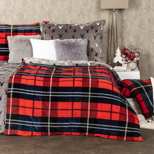 4Home Povlečení mikroflanel Kostka červená, 140 x 200 cm, 70 x 90 cm