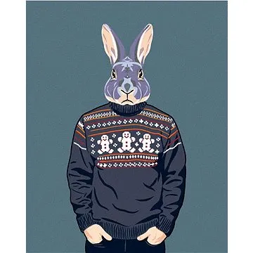 Králík v šedém svetru, 80×100 cm, vypnuté plátno na rám (6055963)