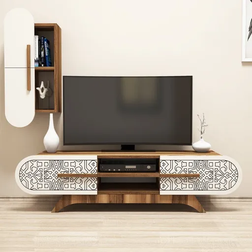 TV stěna / Sestava pod TV Defne - Walnut, Cream