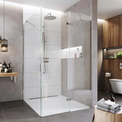 Mereo Sprchový kout, Novea, čtverec, pantový, 100x100 cm, chrom ALU, sklo Čiré, dveře pravé a pevný díl CK10316ZP