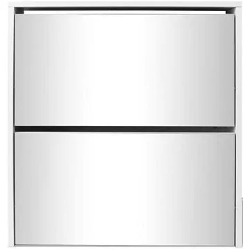 Botník dvoupatrový, zrcadlový, bílý 63x17x67 cm (243046)