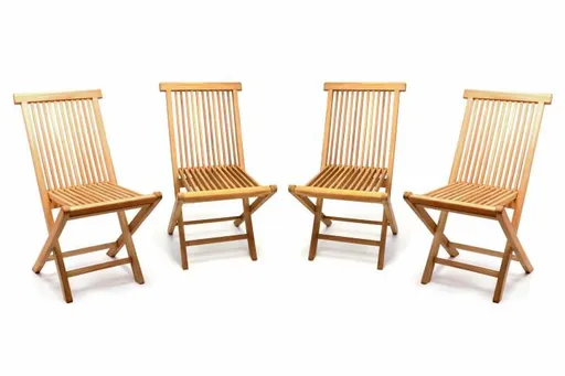 Divero 57023 Sada 4 kusů - zahradní skládací židle - týkové dřevo