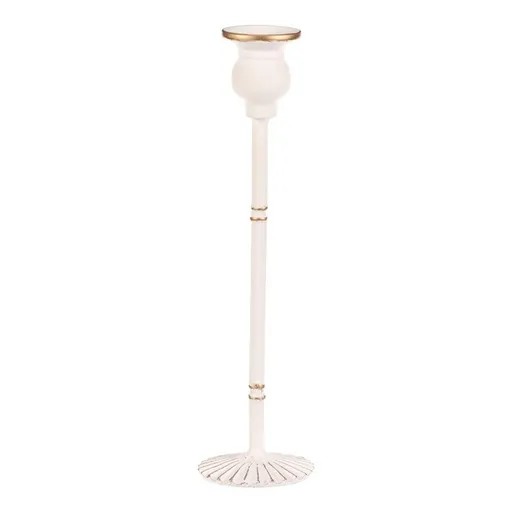 Kovový svícen na kónickou svíčku, 30 cm, bílá, 30 cm