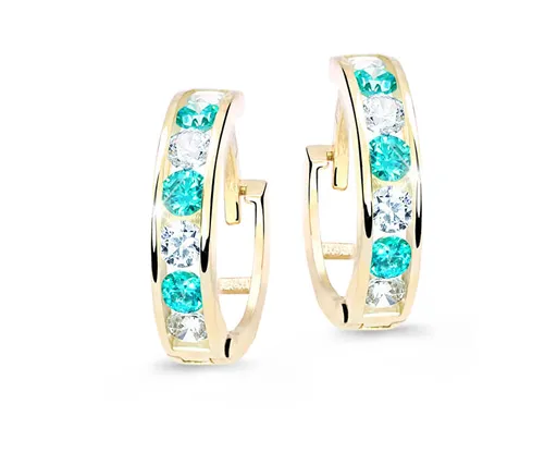 Cutie Jewellery Slušivé dětské náušnice ze žlutého zlata C3345-80-X-1 světle zelená