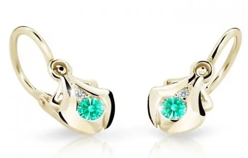 Cutie Jewellery Zlaté dětské náušnice C2224-10-X-1 světle zelená
