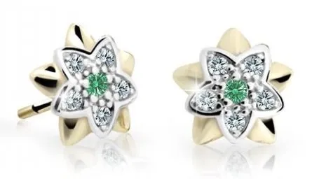 Cutie Jewellery Dětské bicolor náušnice ze žlutého zlata C2210-30-X-1 zelená