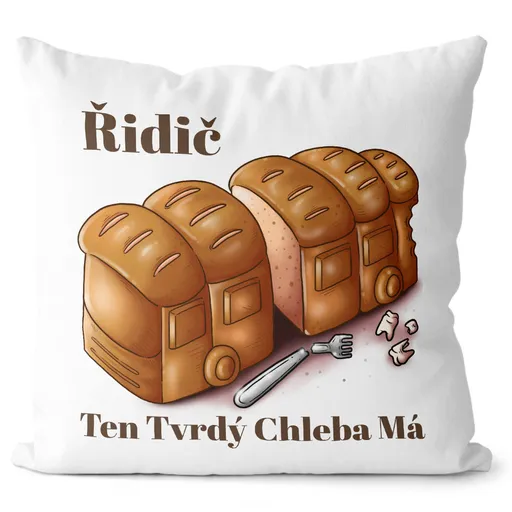 Polštář Tvrdý chleba – autobus (Velikost: 40 x 40 cm)